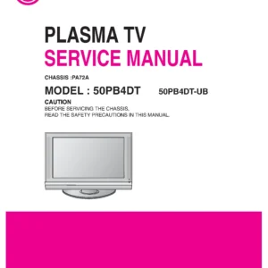 Lg 50pb4d ua service manual cover with photo's of Beko dryers, model code and contents