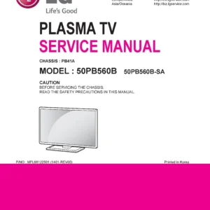 Lg 50pb560b sa service manual cover with photo's of Beko dryers, model code and contents
