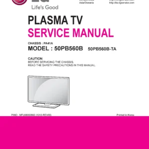 Lg 50pb560b ta service manual cover with photo's of Beko dryers, model code and contents