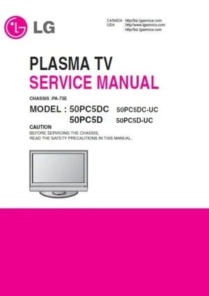 Lg 50pc5d uc service manual cover with photo's of Beko dryers, model code and contents