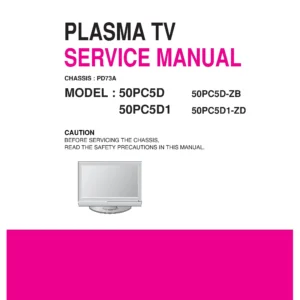 Lg 50pc5d zd service manual cover with photo's of Beko dryers, model code and contents