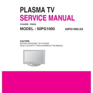 Lg 50pg1000 service manual cover with photo's of Beko dryers, model code and contents