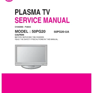 Lg 50pg20 service manual cover with photo's of Beko dryers, model code and contents