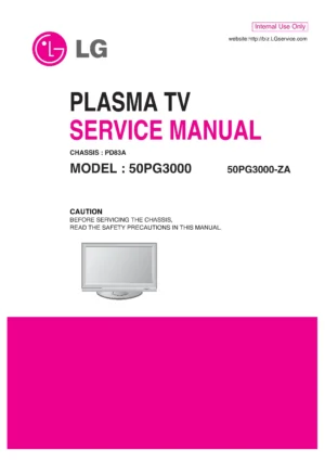 Lg 50pg3000 service manual cover with photo's of Beko dryers, model code and contents