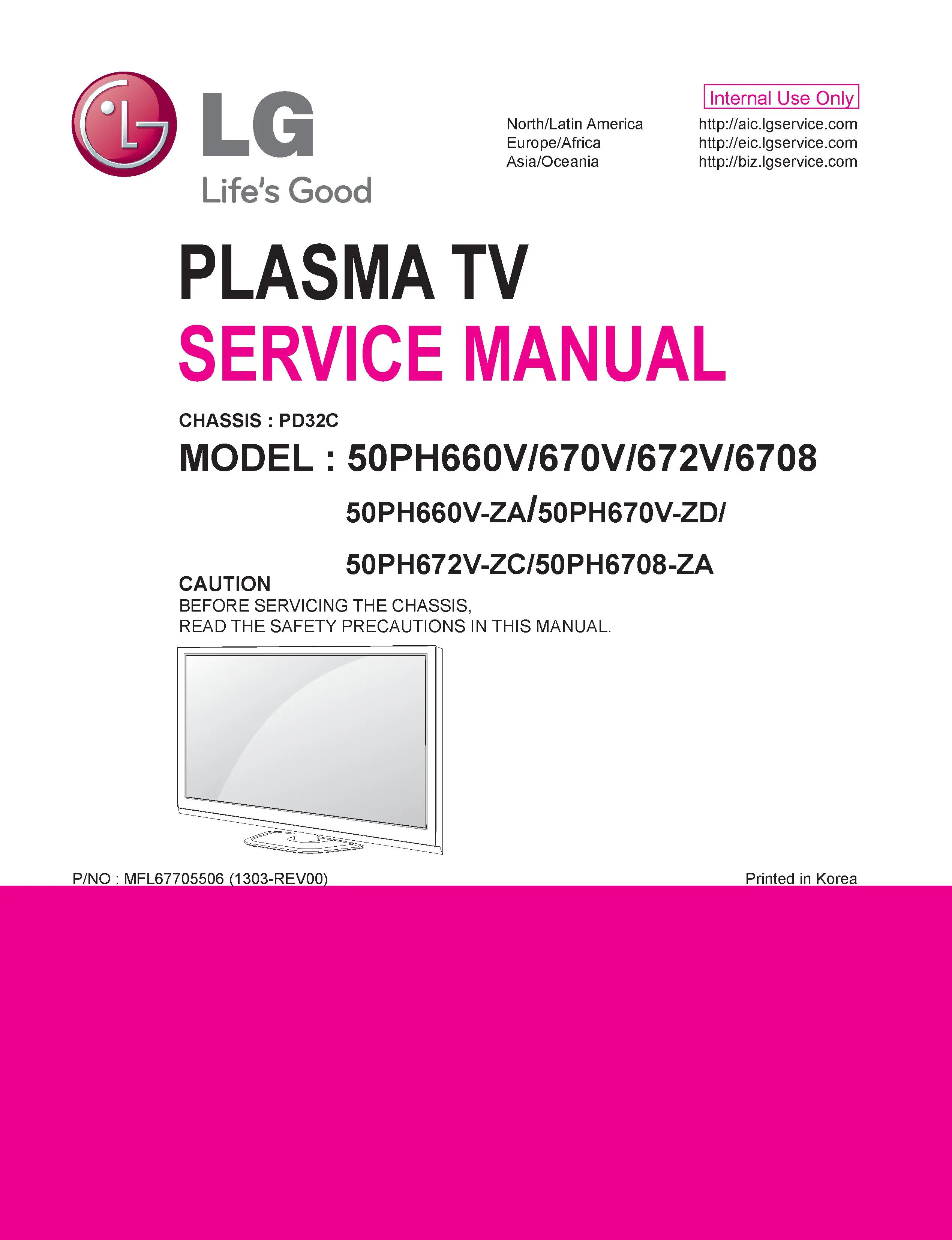 Lg 50ph660v service manual cover with photo's of Beko dryers, model code and contents