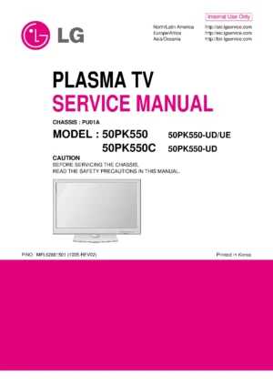 Lg 50pk550 service manual cover with photo's of Beko dryers, model code and contents