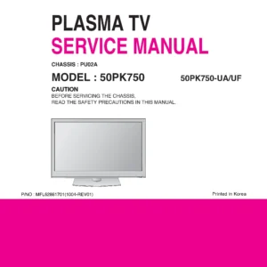 Lg 50pk750 service manual cover with photo's of Beko dryers, model code and contents
