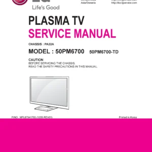 Lg 50pm6700 td service manual cover with photo's of Beko dryers, model code and contents