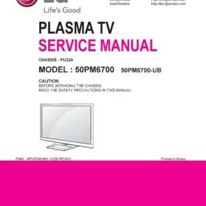Lg 50pm6700 ub service manual cover with photo's of Beko dryers, model code and contents