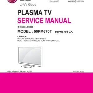 Lg 50pm670t service manual cover with photo's of Beko dryers, model code and contents