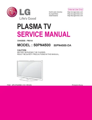Lg 50pn4500 da service manual cover with photo's of Beko dryers, model code and contents