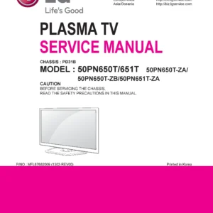 Lg 50pn650t za service manual cover with photo's of Beko dryers, model code and contents