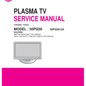 Lg 50pq30 service manual cover with photo's of Beko dryers, model code and contents
