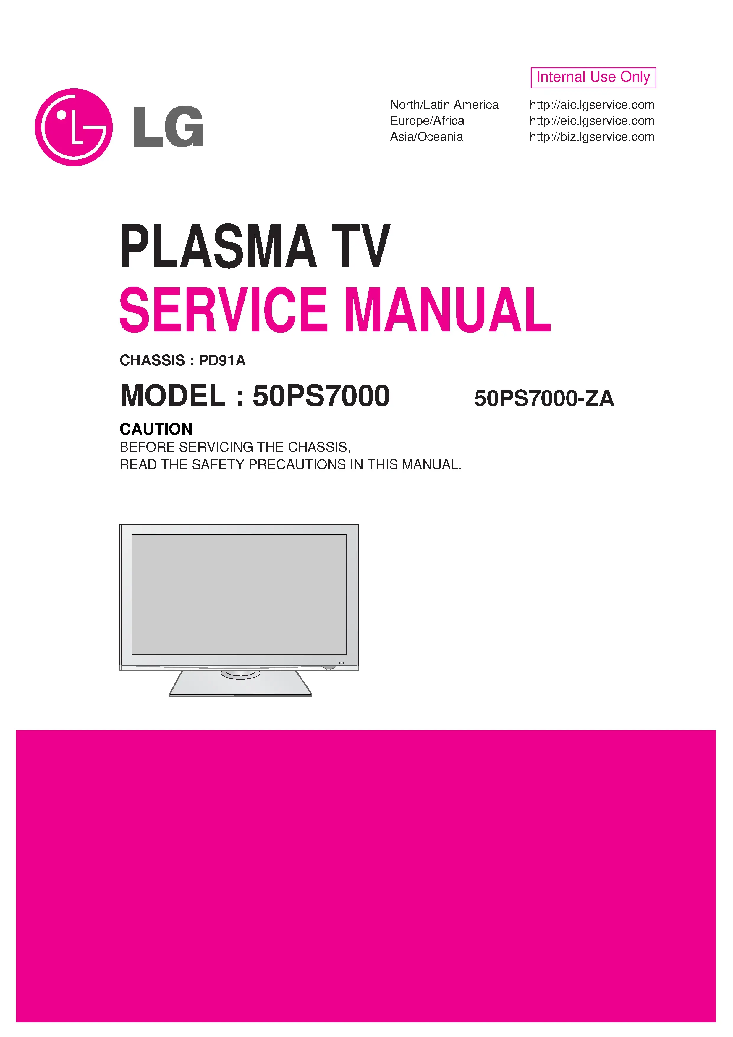 Lg 50ps7000 service manual cover with photo's of Beko dryers, model code and contents