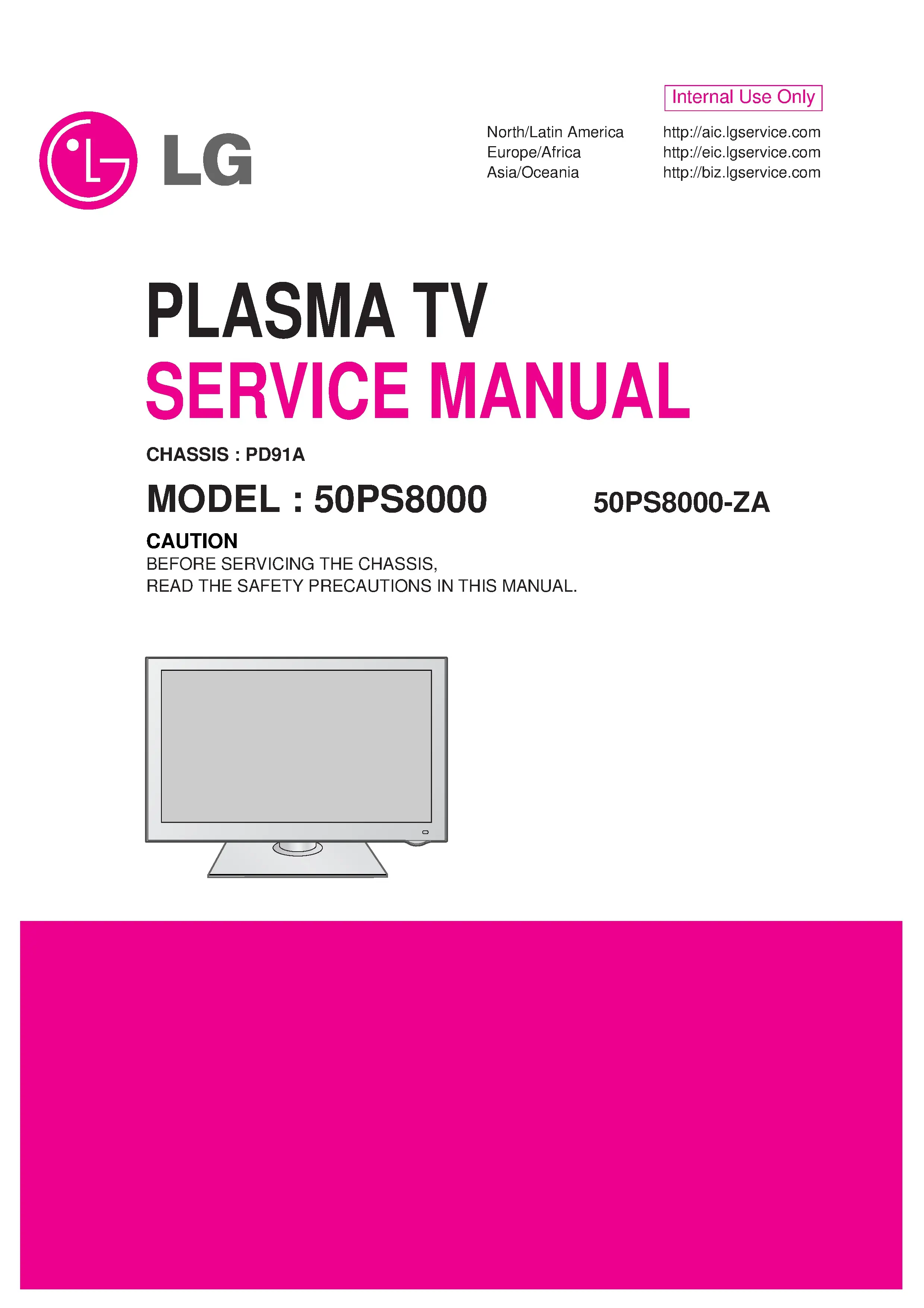 Lg 50ps8000 service manual cover with photo's of Beko dryers, model code and contents