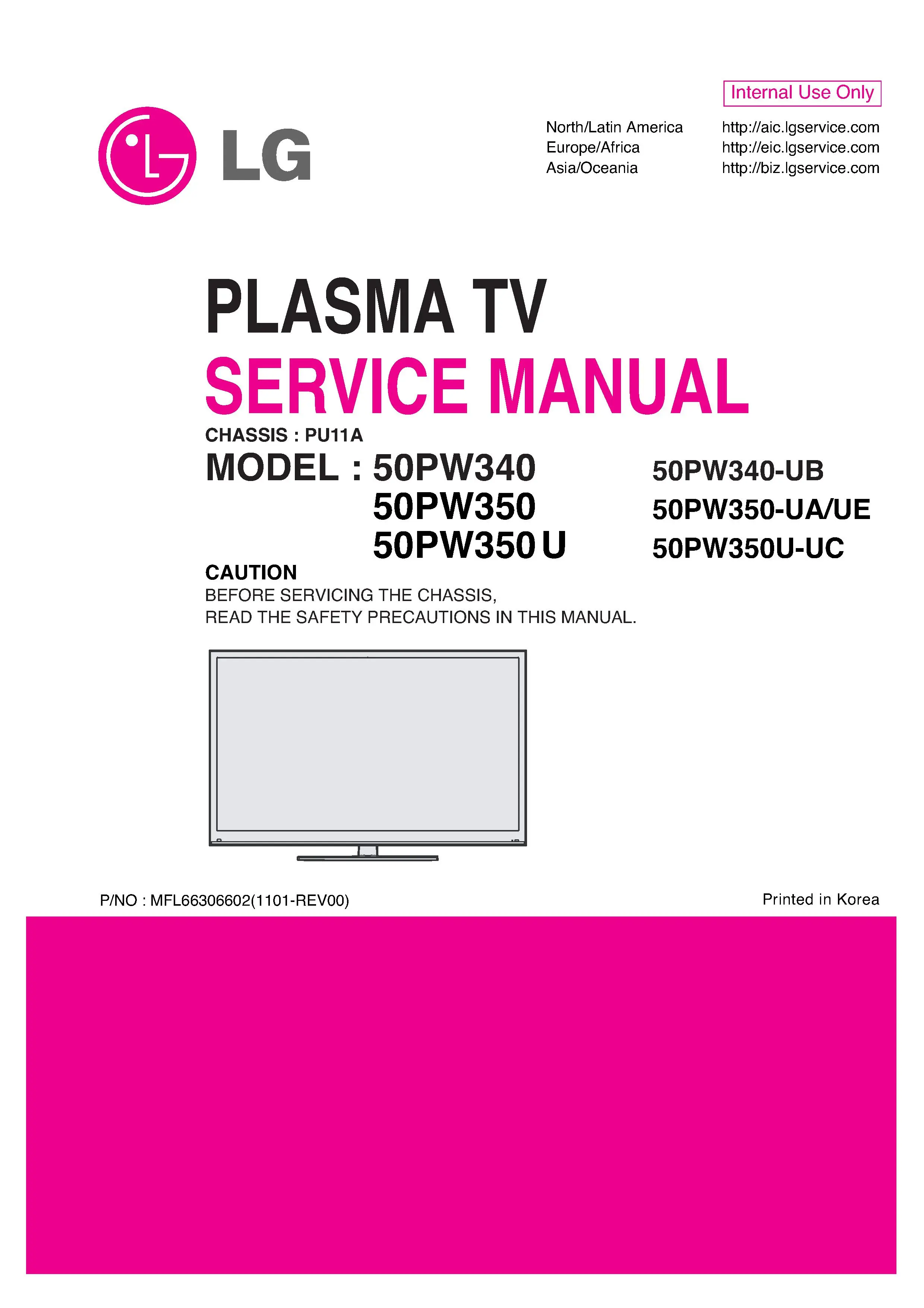 Lg 50pw350u uc service manual cover with photo's of Beko dryers, model code and contents