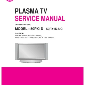 Lg 50px1d service manual cover with photo's of Beko dryers, model code and contents