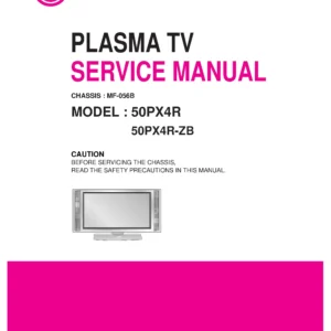 Lg 50px4r service manual cover with photo's of Beko dryers, model code and contents
