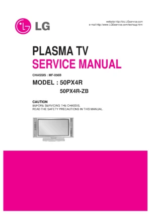 Lg 50px4r service manual cover with photo's of Beko dryers, model code and contents