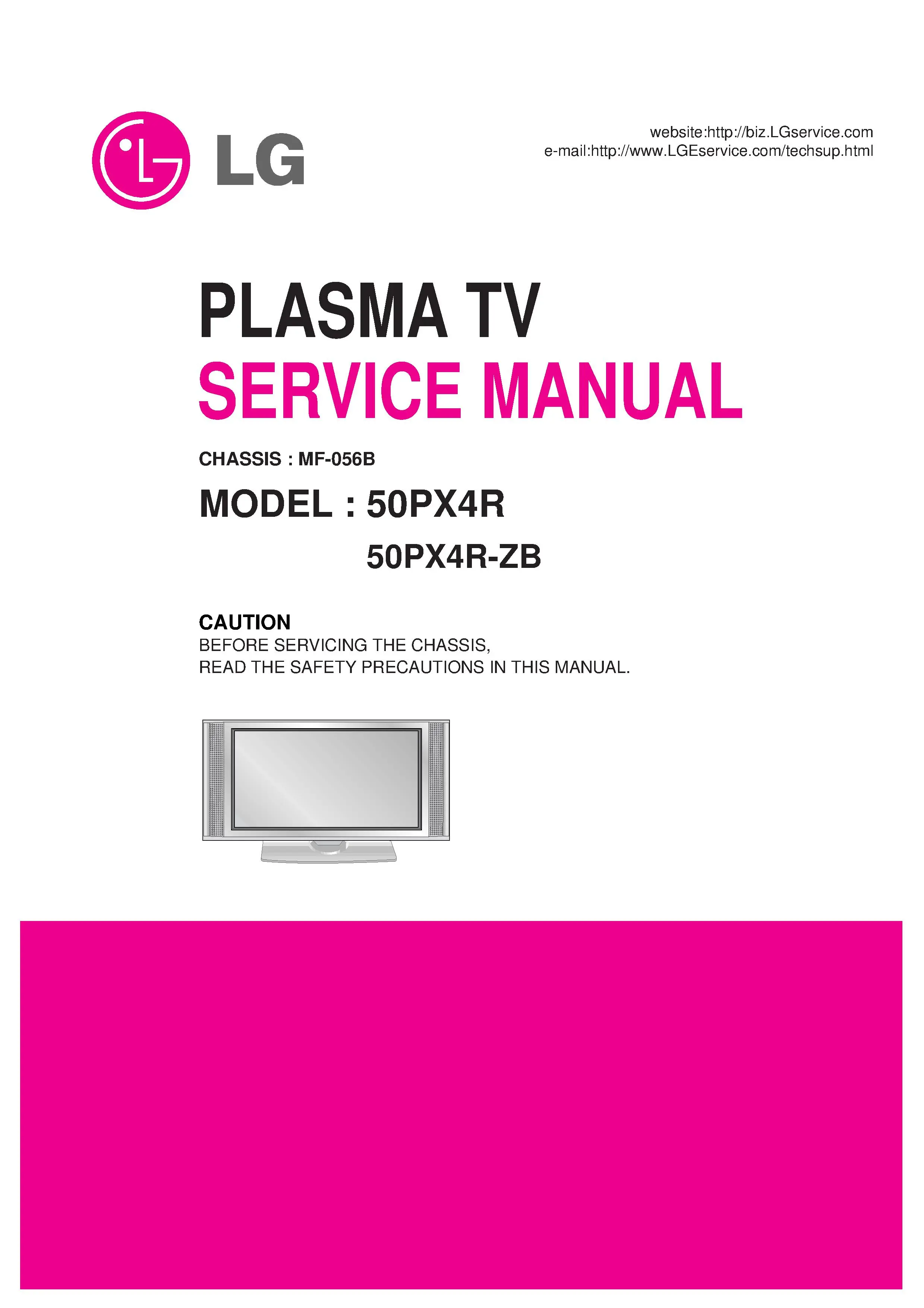 Lg 50px4r service manual cover with photo's of Beko dryers, model code and contents
