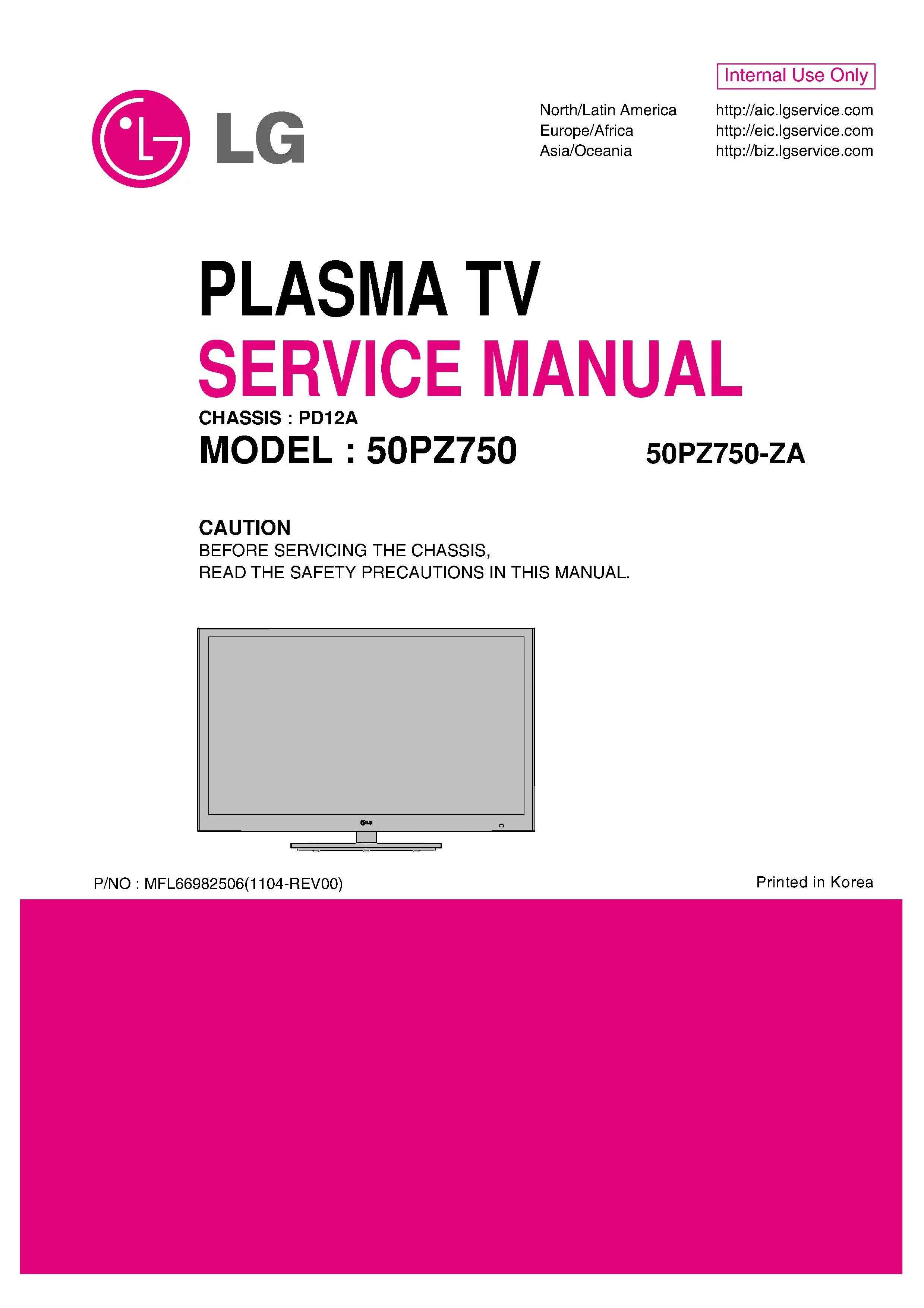 Lg 50pz750 za service manual cover with photo's of Beko dryers, model code and contents
