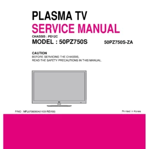 Lg 50pz750s za service manual cover with photo's of Beko dryers, model code and contents