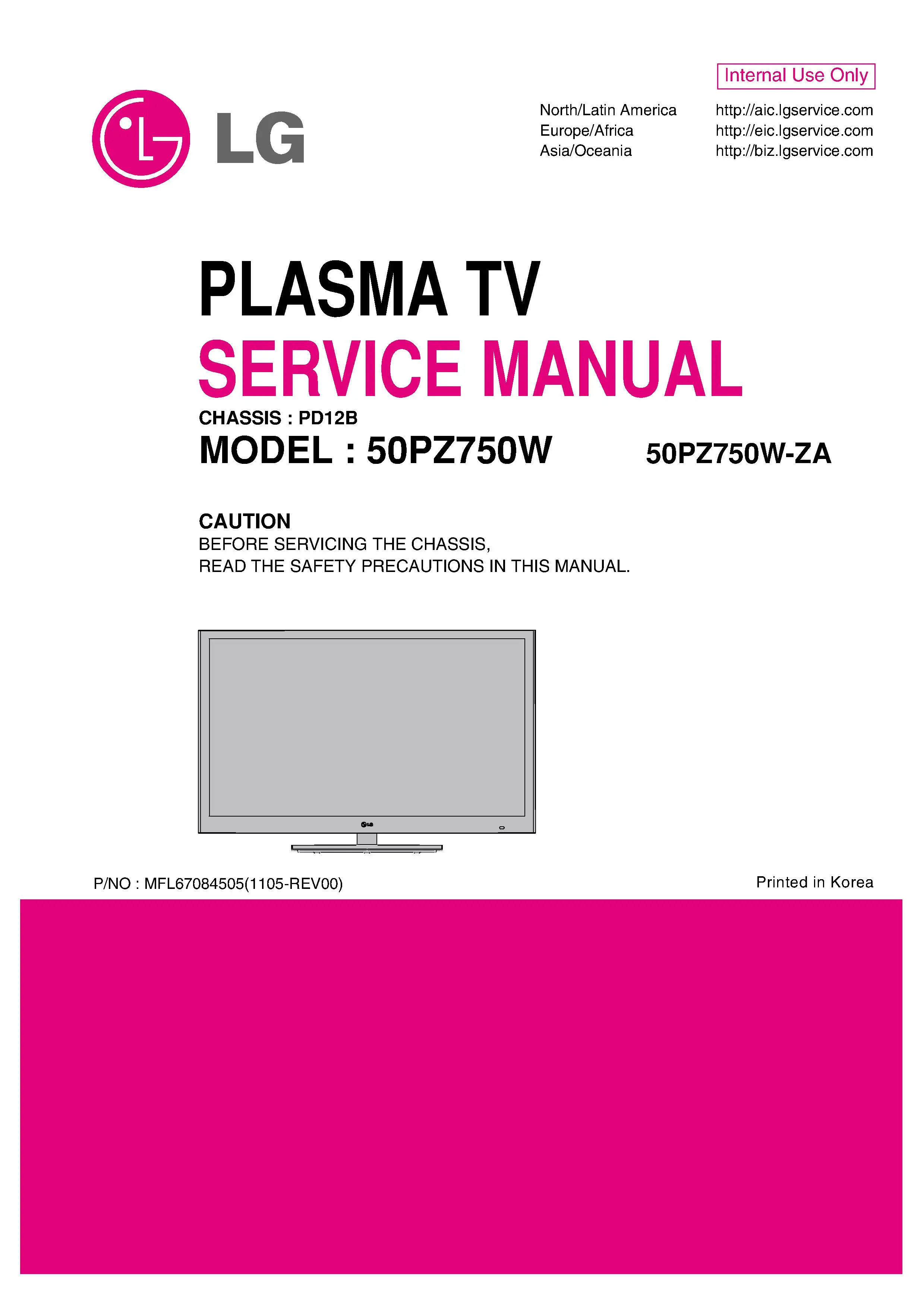 Lg 50pz750w za service manual cover with photo's of Beko dryers, model code and contents