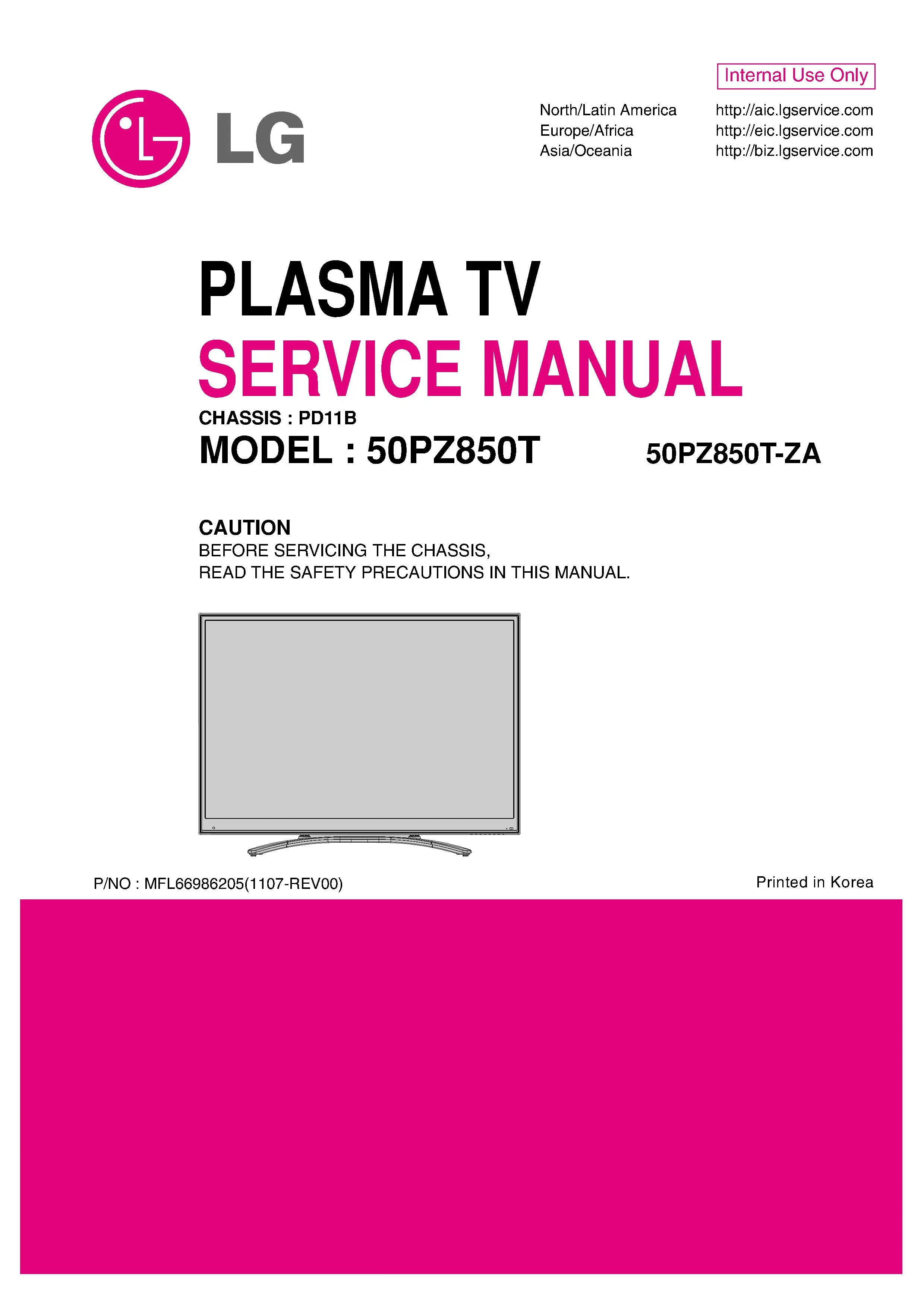 Lg 50pz850t service manual cover with photo's of Beko dryers, model code and contents