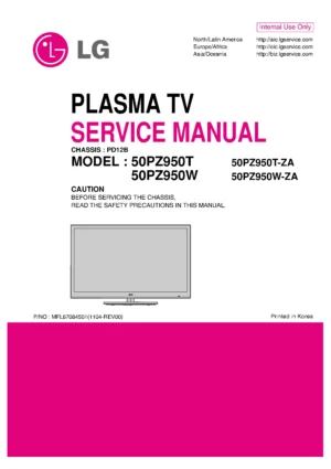 Lg 50pz950t service manual cover with photo's of Beko dryers, model code and contents