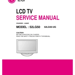 Lg 52lg50 ug service manual cover with photo's of Beko dryers, model code and contents
