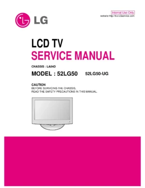 Lg 52lg50 ug service manual cover with photo's of Beko dryers, model code and contents
