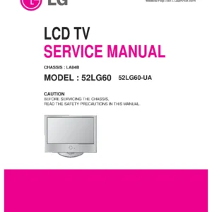 Lg 52lg60 ua service manual cover with photo's of Beko dryers, model code and contents