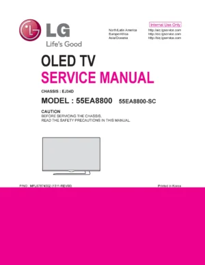 Lg 55ea8800 sc service manual cover with photo's of Beko dryers, model code and contents