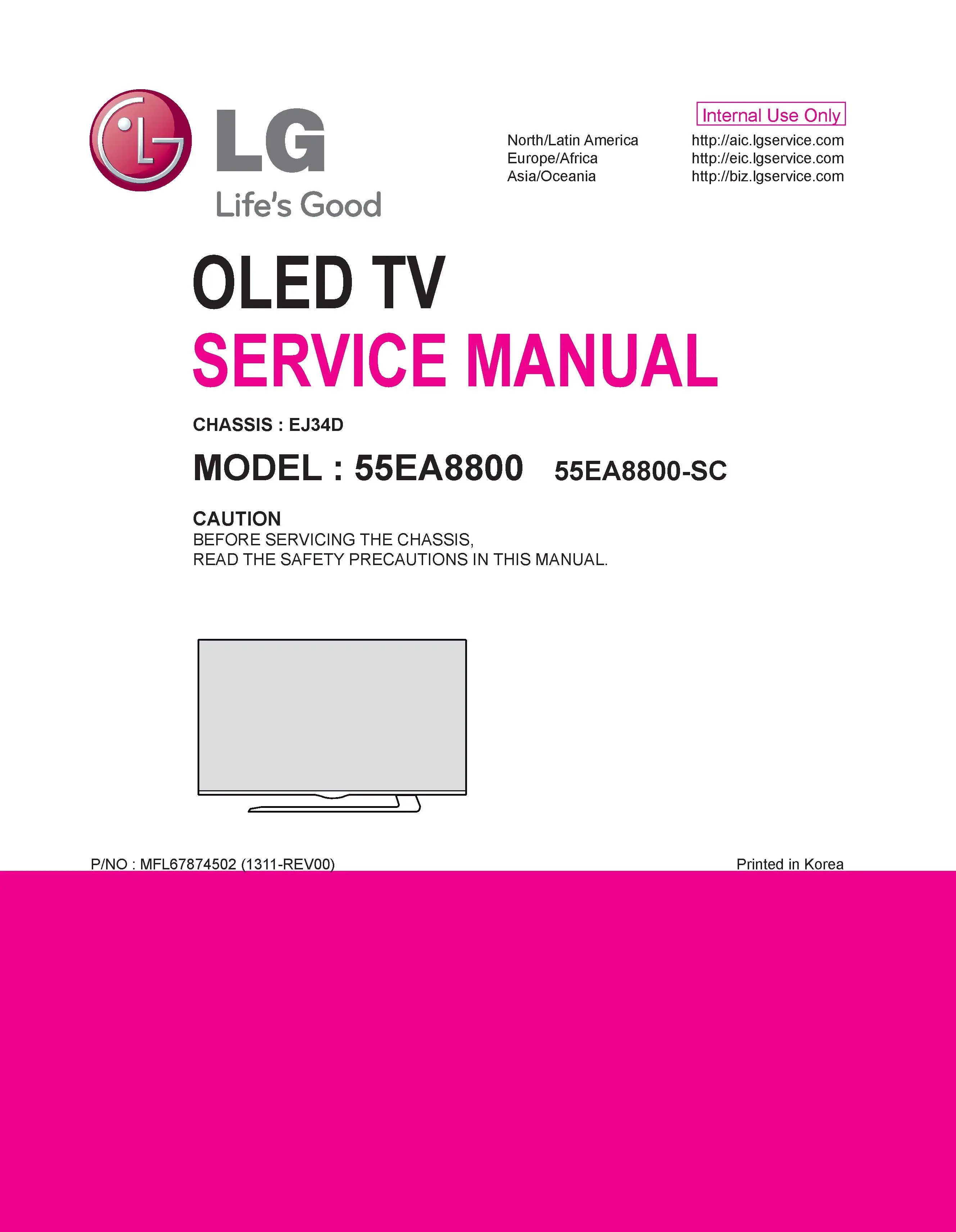 Lg 55ea8800 sc service manual cover with photo's of Beko dryers, model code and contents