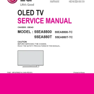 Lg 55ea8800 tc service manual cover with photo's of Beko dryers, model code and contents