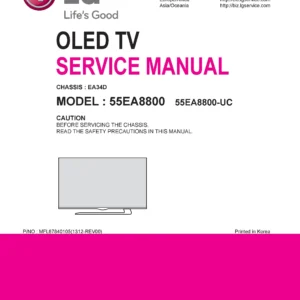 Lg 55ea8800 uc service manual cover with photo's of Beko dryers, model code and contents
