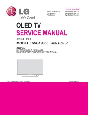 Lg 55ea8800 uc service manual cover with photo's of Beko dryers, model code and contents