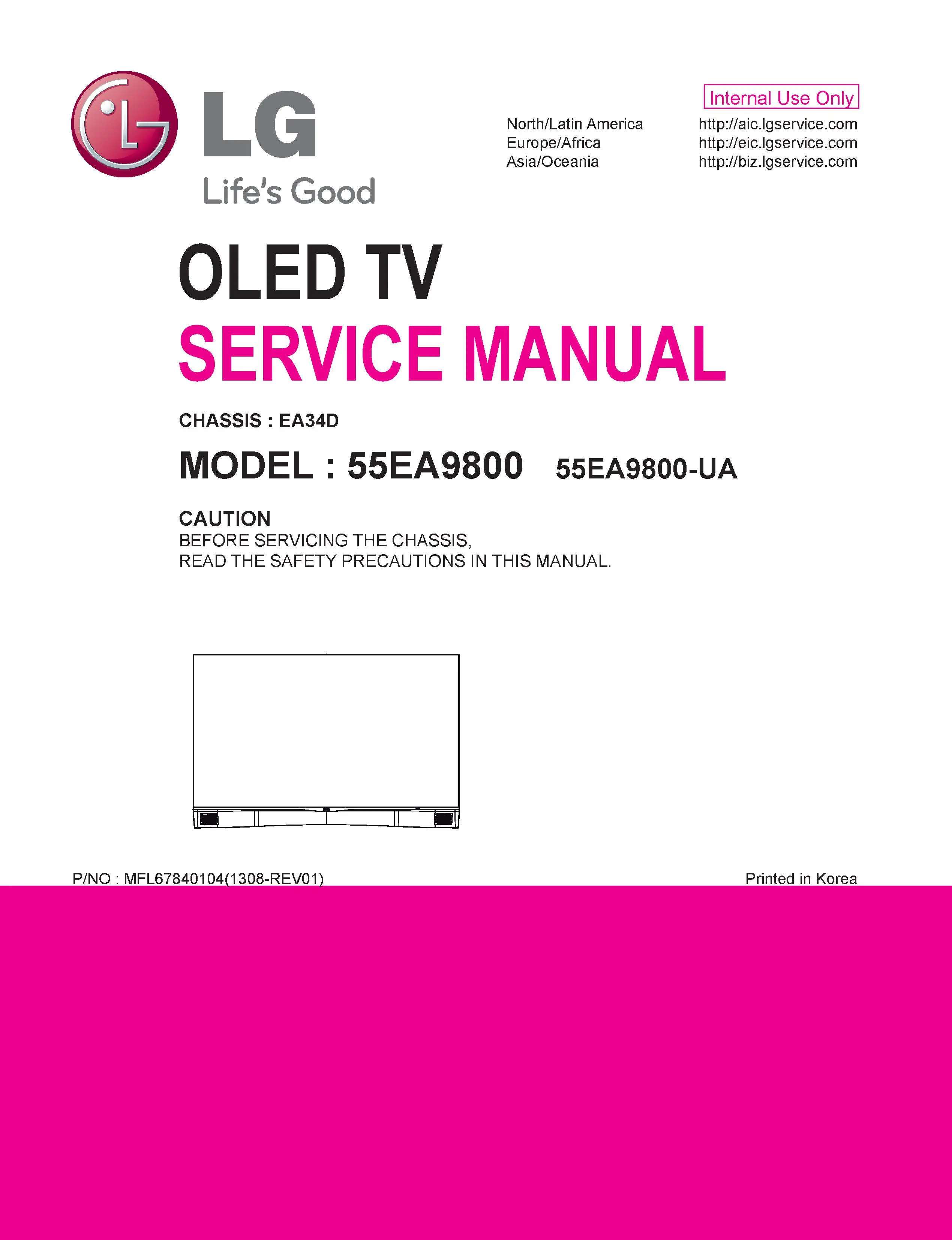 Lg 55ea9800 ua service manual cover with photo's of Beko dryers, model code and contents