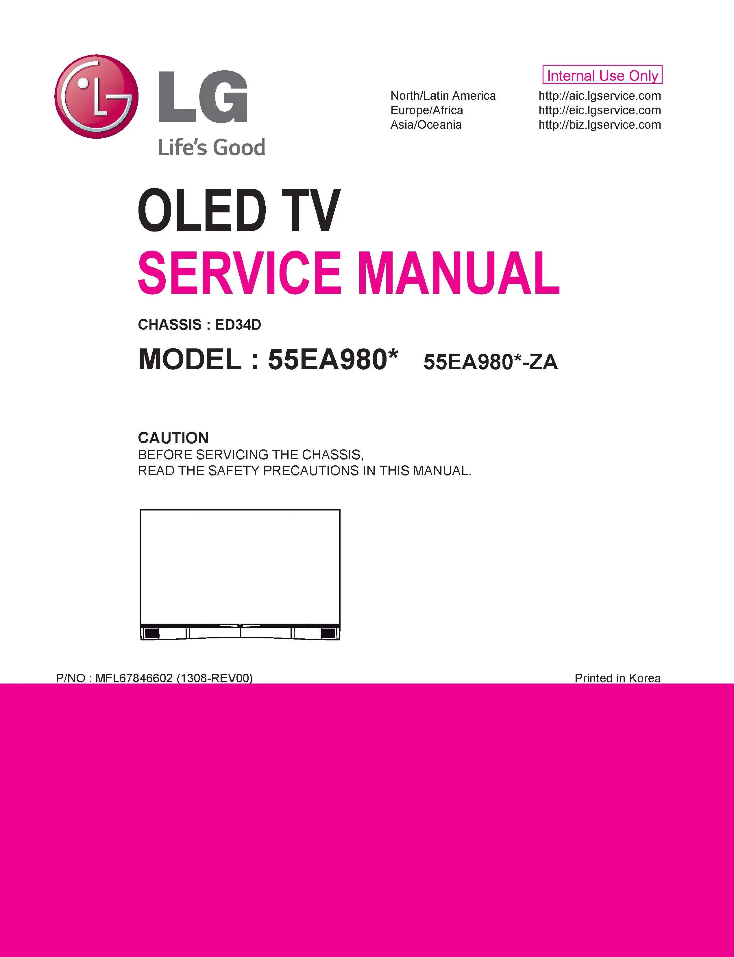 Lg 55ea980w service manual cover with photo's of Beko dryers, model code and contents