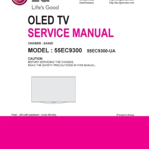 Lg 55ec9300 service manual cover with photo's of Beko dryers, model code and contents