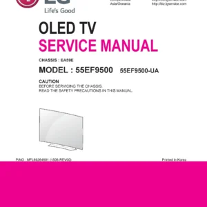 Lg 55ef9500 service manual cover with photo's of Beko dryers, model code and contents