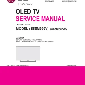 Lg 55em970v service manual cover with photo's of Beko dryers, model code and contents