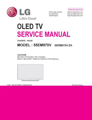 Lg 55em970v service manual cover with photo's of Beko dryers, model code and contents