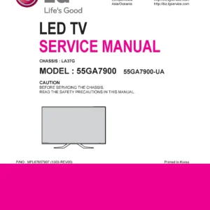 Lg 55ga7900 ua service manual cover with photo's of Beko dryers, model code and contents