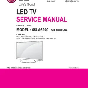 Lg 55la6200 sa service manual cover with photo's of Beko dryers, model code and contents