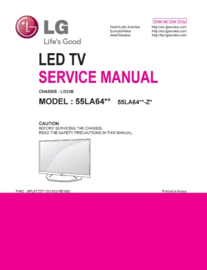 Lg 55la641v service manual cover with photo's of Beko dryers, model code and contents