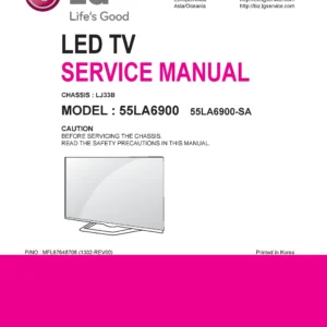 Lg 55la6900 sa service manual cover with photo's of Beko dryers, model code and contents