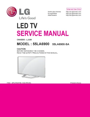 Lg 55la6900 sa service manual cover with photo's of Beko dryers, model code and contents