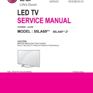 Lg 55la690s service manual cover with photo's of Beko dryers, model code and contents