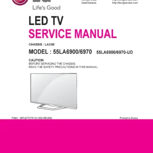 Lg 55la6970 ud service manual cover with photo's of Beko dryers, model code and contents